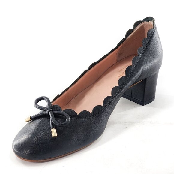 KATE SPADE Yasmin Classic Scalloped Pumps Bow Black - Picture 1 of 9